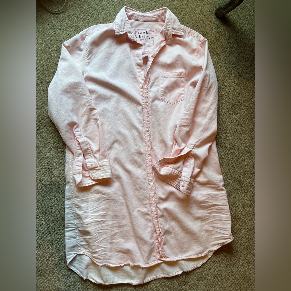 Frank & Eileen Pink Button Down Shirt dress with Classic Collar